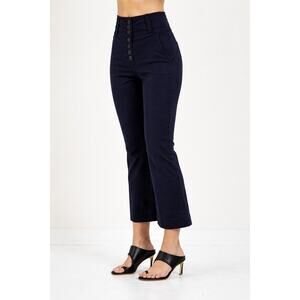 Ulla Johnson Ellis Navy Blue Button Fly Flare Cropped Pants Capsole Womens 2